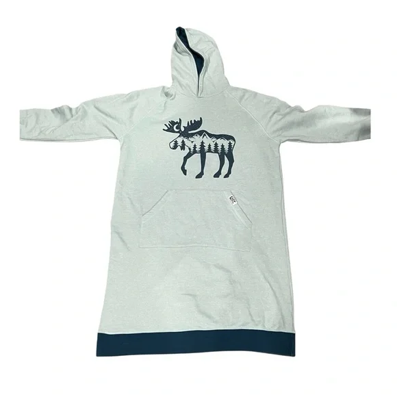 Lazy One Oversized Sleep Mountain Moose Sleep Hoodie Long Length Lounge Large XL - Picture 3 of 11